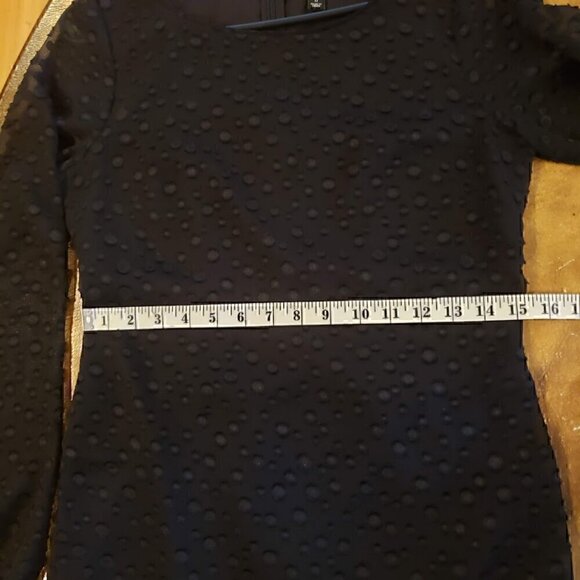Ann Taylor Black Dot Party Shift Dress  with Sheer Sleeves Size 0 - Picture 14 of 15